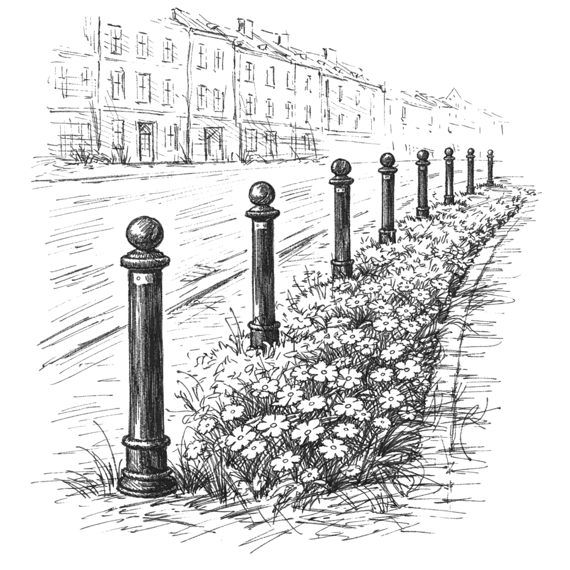 Słupki drogowe parkingowe ze stali z żeliwnymi okuciami